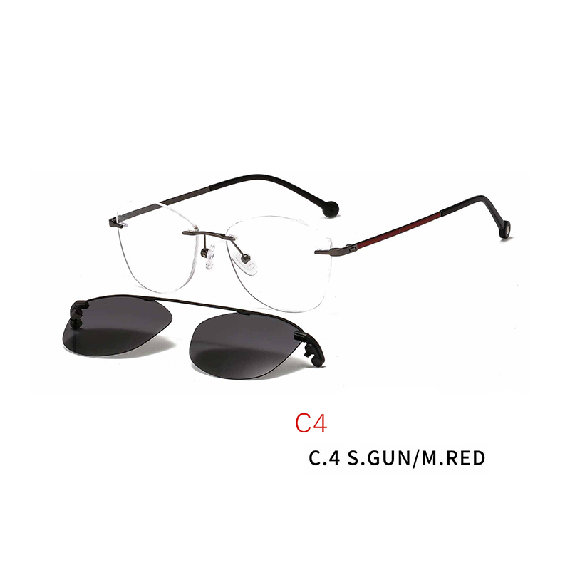 2 In 1 Men Women Polarized Optical Magnetic Sunglasses Clip Magnet Clip on Sunglasses Rimless Optical Frame