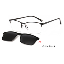 2 In 1 Magnet Clip On Sunglasses Men Metal Square Shades Sun Glasses Optical Myopia Eyeglasses Frame