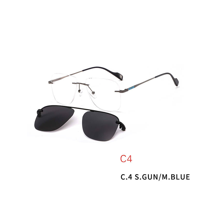 2 In 1 2020 Frameless Optical Frame Rimless Magnet Clip on Sunglasses Men Driving Detachable Lens Style Sun Glasses