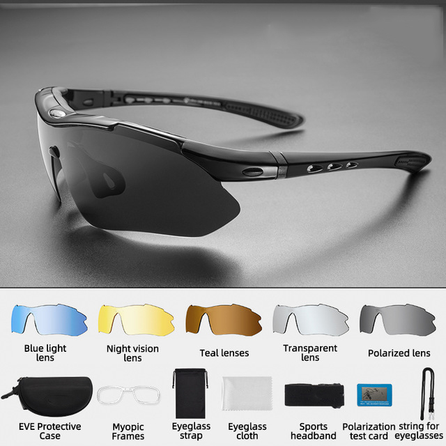 DL-0089 Polarized Sports Men Sunglasses Road Cycling Glasses Mountain Bike Bicycle Riding Protection glasses men Eyewear 5 Lens