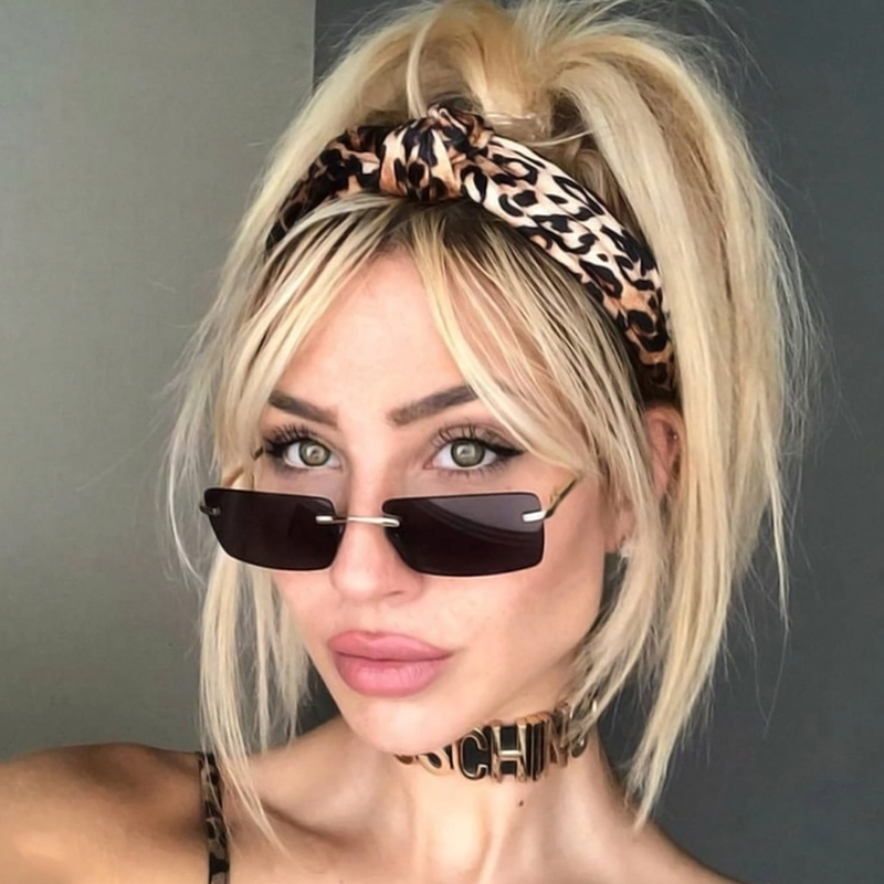 New Spring Leg Fashion Eyeglasses Trend Gasses Rimless Sunglasses Female Square Small Frame