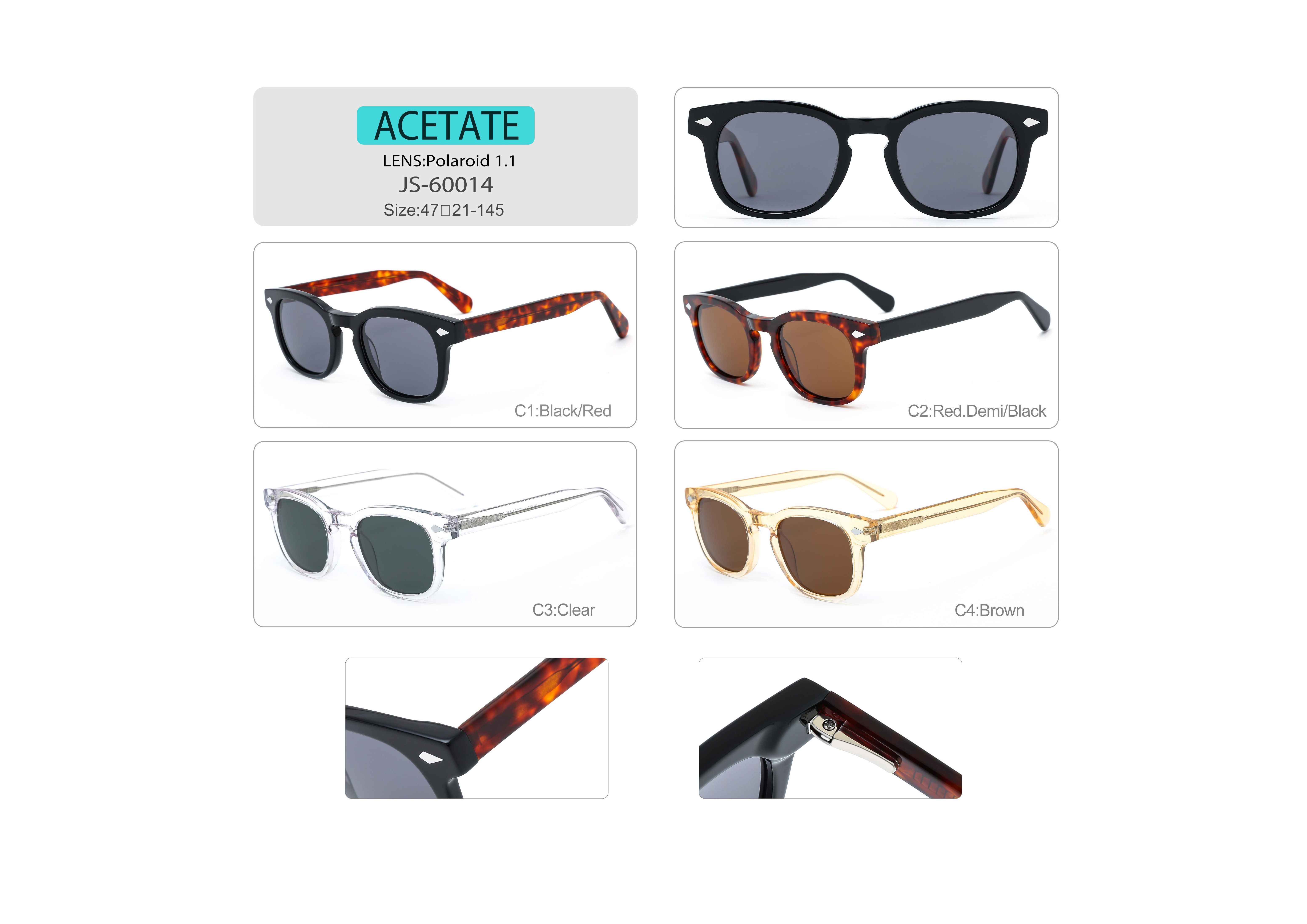 Stock high quality 2022 acetate sunglass square polarized sunglasses