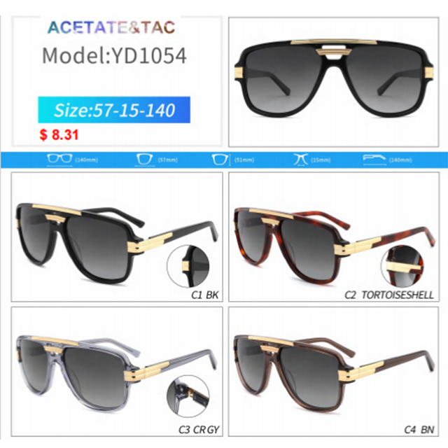 Fashionable black gold retro oversized sunglasses luxury square polarized sunglasses for men and women