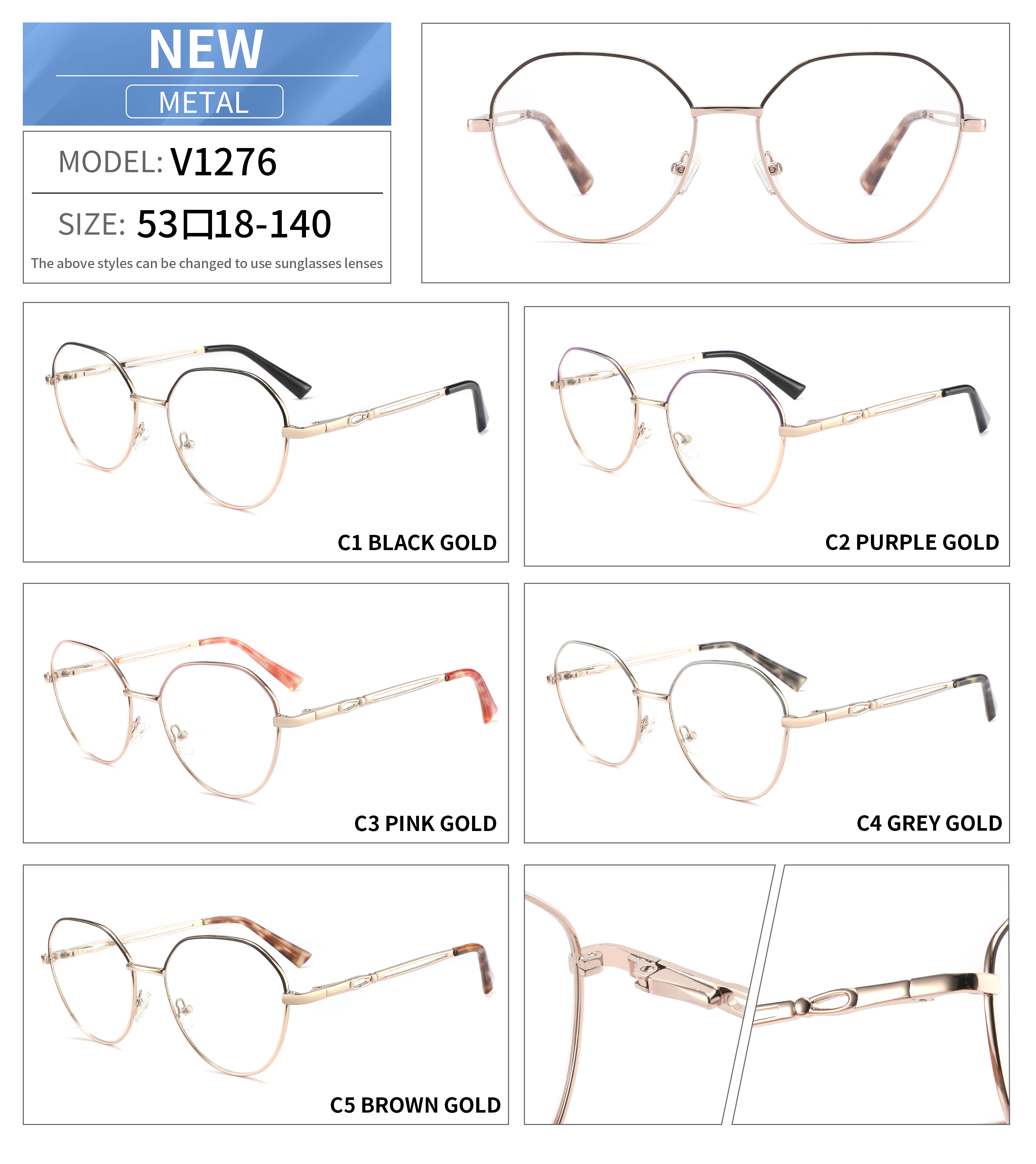 Designer Cat Eye Eyeglasses Metal Optical Frames Spectacle Trendy Eyewear