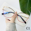 2024 Metal frame anti-blue light optical frame two-color hollow-out cat-eye glasses for women
