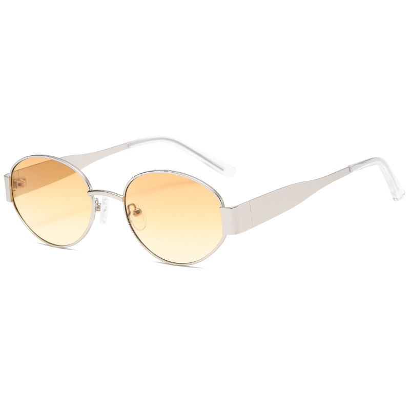 2024 Vintage Women's Punk Fashion Sun Glasses Shades Oval Metal Sunglasses