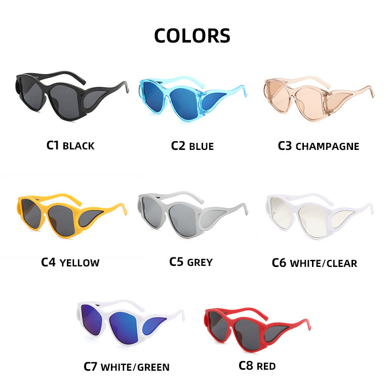 2024 High quality custom logo big multi color frame retro sunglasses oversized personality big frame multiple lenses sunglasses
