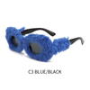DILICN Cute Shades Cat Eye Plush Sunglasses Fashionable Square Luxury Party Soft fluffy Sun Glasses