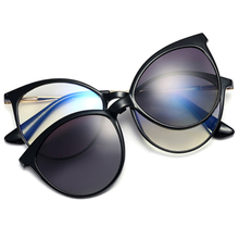 DILICN New Magnetic Clip Opticalframes, Polarized Lenses, Anti-Blue Light opticalframes Fashion Glasses TR and Metal Materiale 95654 Small round frame trendy glasses