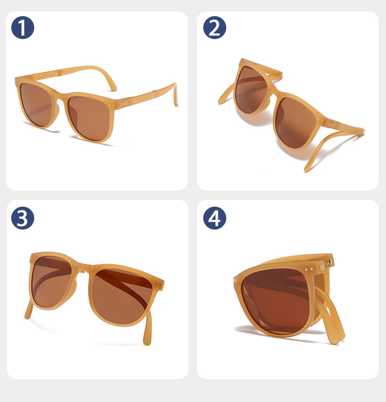 Foldable Sunglasses 2022 New Fashion Trendy Custom Logo PC Frame Polarized Sun Glasses Thin Sunglasses Folding