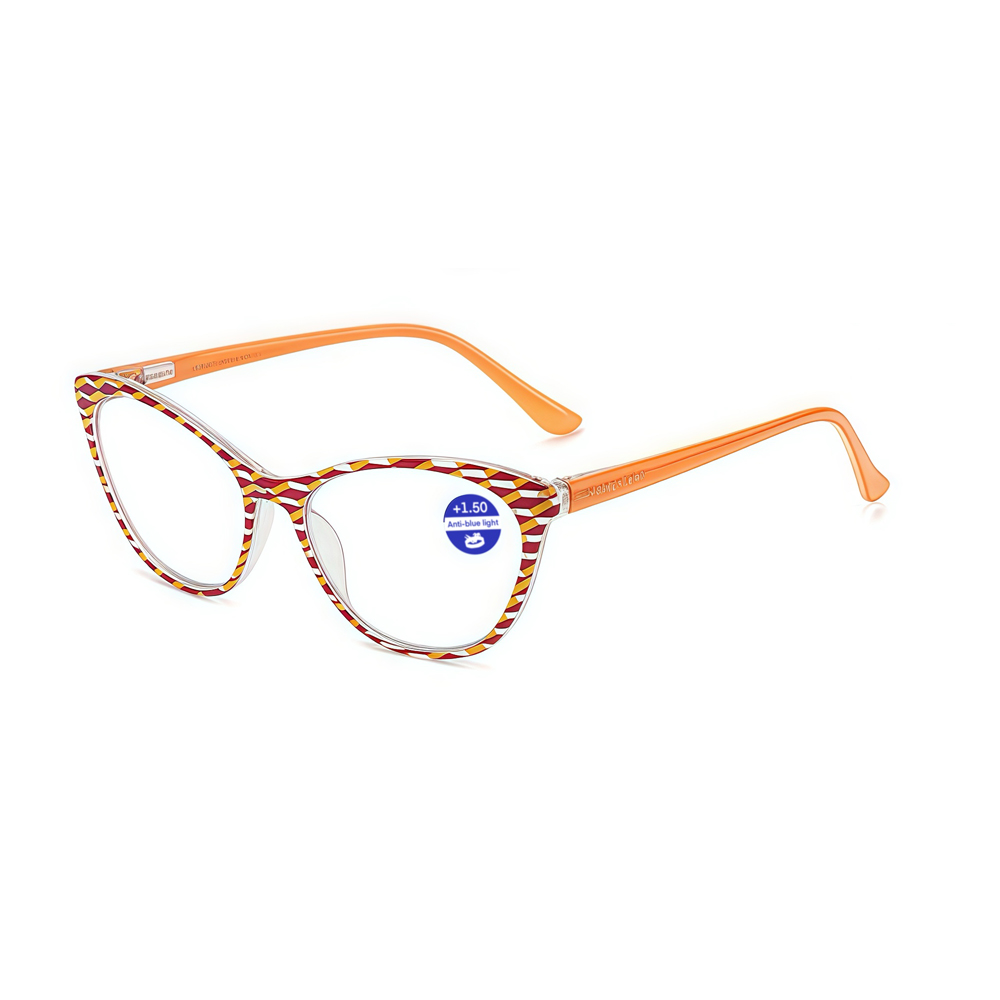 DILICN new colorful plastic anti-blue light reading glasses, stylish and trendy cat-eye style