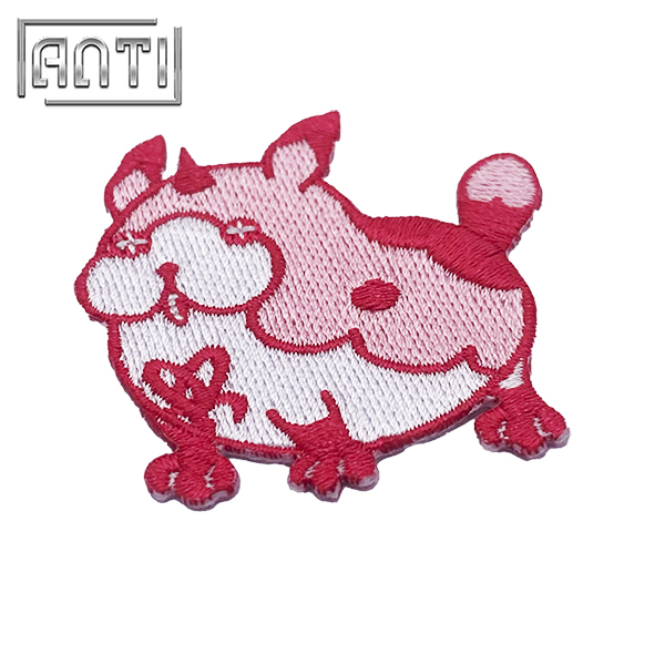 Custom Cartoon Lovely Pink Dog Embroidery Accessories Japanese Anime Design High Quality Embroidery Applique For Girls Gift