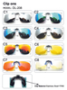 For Men Women Driver Clip On Sunglasses Car Driving Night Vision Lens Anti-UVA UVB Sun Glasses