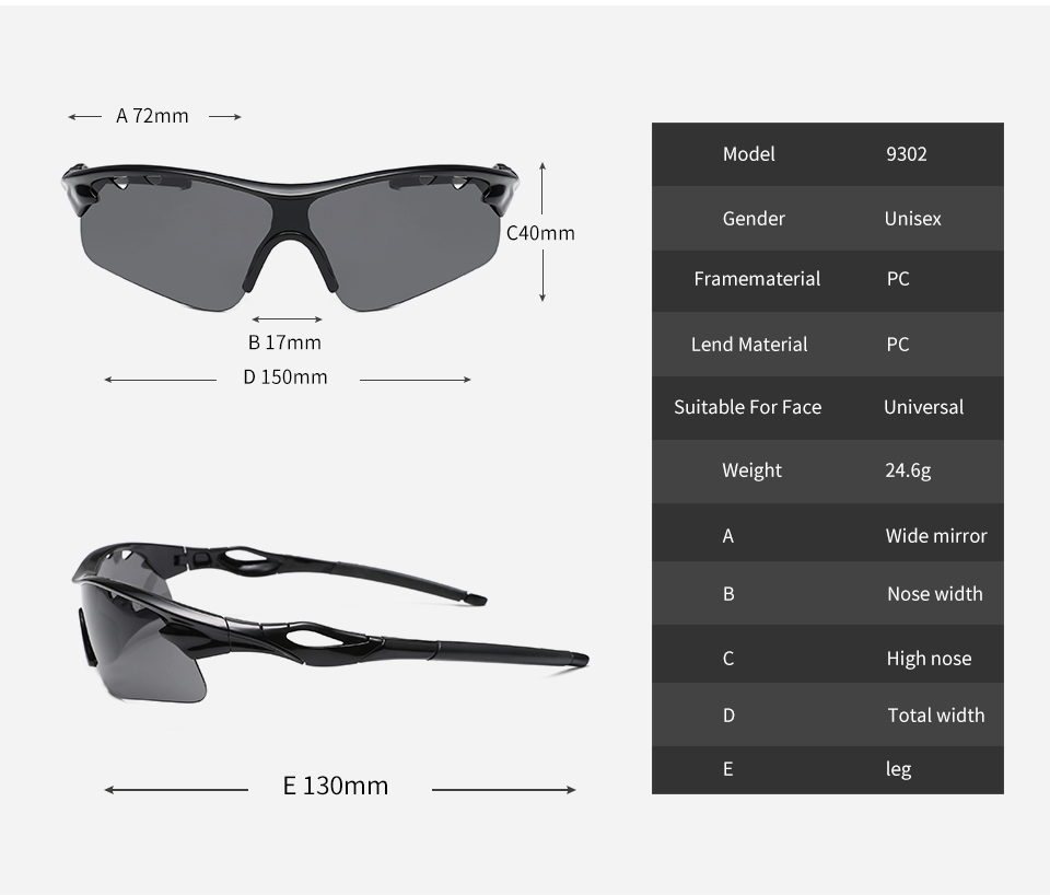 Sports Sunglasses Polarized UV400 Protection with 5 Lenses for Cycling Fishing Driving