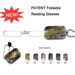 Mens Necklace Shape Foldable Reading Glasses with Chain 