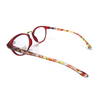 Cheap PC Material Simple Frame with Flower Temples Blue Light Blocking Reading Glasses