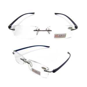 Rimless TR90 temple slim reading glasses for men 