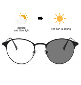 Metal Round Optical Anti Blue Light Blocking Glasses Women Sun Glass Men Photochromic Eyeglasses Frame