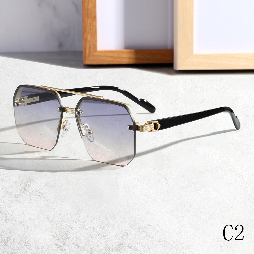 2024 New Half Frame Metal + PC Driving Anti-UV Sunglasses