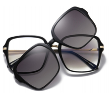 DILICN New Magnetic Clip Glasses, Polarized Lenses, Anti-Blue Light Glasses Fashion Glasses TR and Metal Materiale 95319 large frame rectangle 