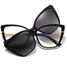 DILICN New Magnetic Clip Opticalframes, Polarized Lenses, Anti-Blue Light opticalframes Fashion Glasses TR and Metal Materiale 95340 Cat eye frame