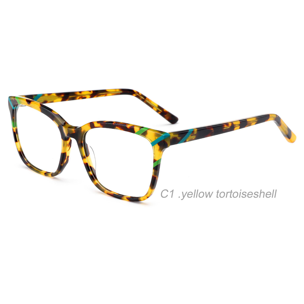 DILICN new acetate fiber optical frame female rectangular colorful splicing fashion frame LM2324