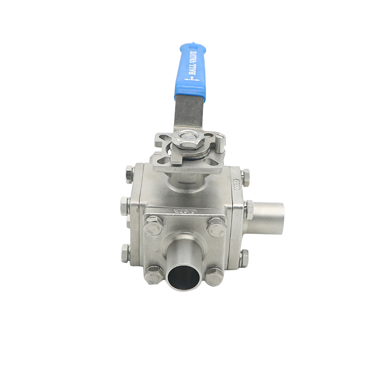 SS304 Sanitary Full Cavity Seat 3 Way High Purity Welded Ball Valve