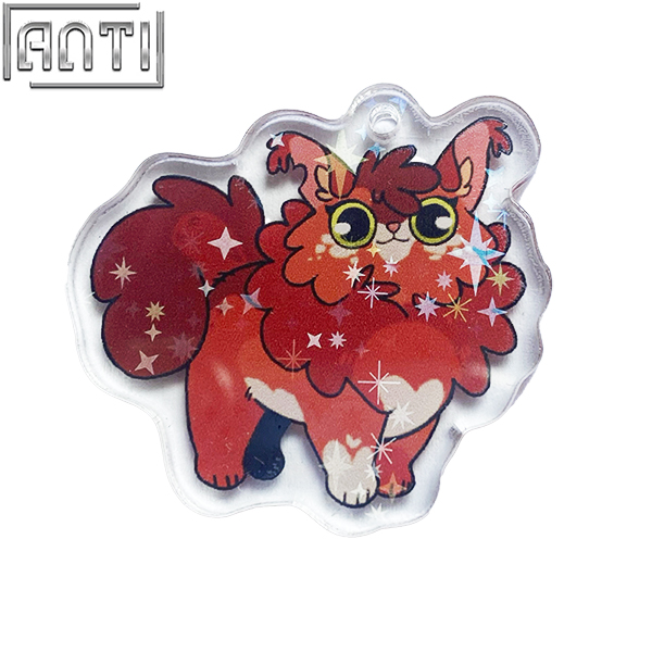Custom Cute Cartoon Animal Red Elfin Acrylic Key Ring Art Excellent Design Offset Printing Metal Key Ring A Gift For Friend