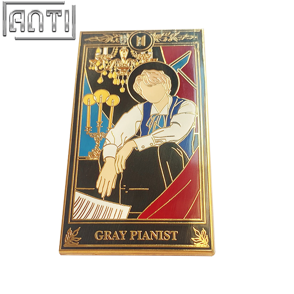 Custom Elegant And Handsome Prince Lapel Pin Cartoon Rectangular Card Combination Design Hard Enamel Gold Metal Badge For Gift