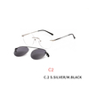 2 In 1 Clip On Sunglasses Rimless Optic Round Glasses Magnet Prescription Glasses Frame for Myopia Lenses