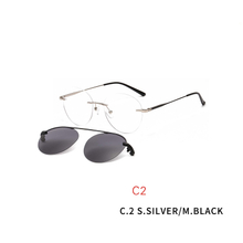 2 In 1 Clip On Sunglasses Rimless Optic Round Glasses Magnet Prescription Glasses Frame for Myopia Lenses