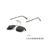2 In 1 Men Magnet Clip on Glasses Rimless Optical Prescription Eyewear Frames Eyeglasses