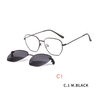 2 in1 Polygon Glasses Frame Magnetic Sunglass Clip On Eyeglasses Prescription Sunglasses Women