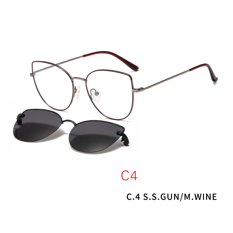 2 In1 Clip On Glasses Frames Magnetic Sunglass Clips Cat Eye Optics Women