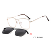 2 In1 Square Eyeglasses Frame Magnet Clip-On Sunglasses Men