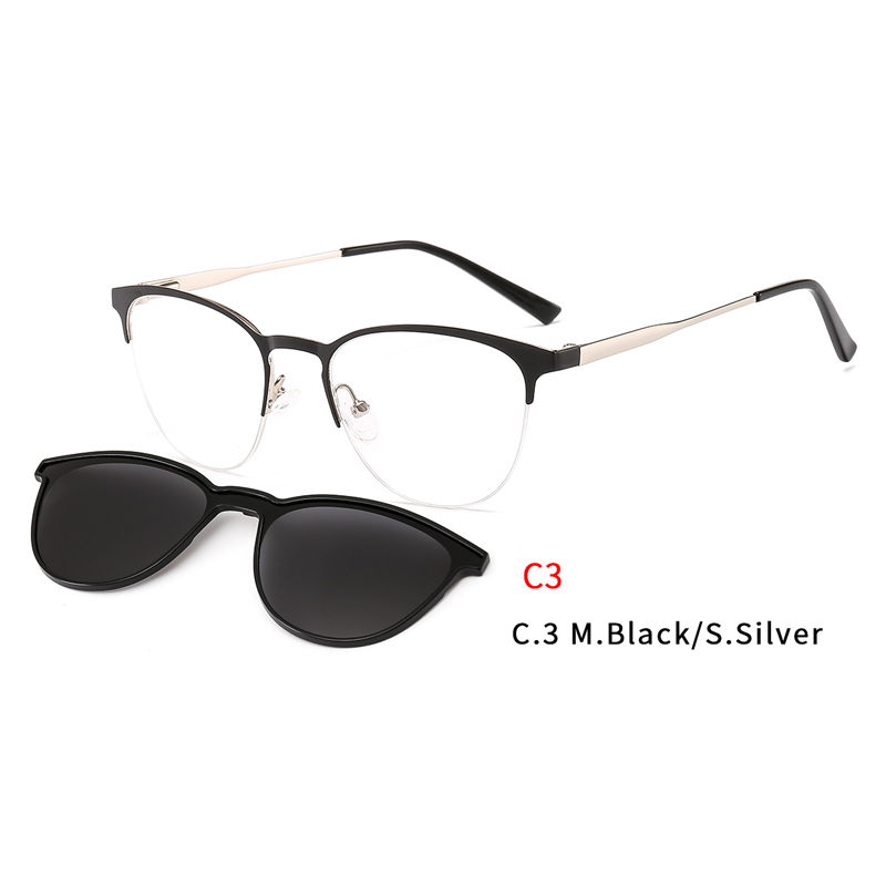 2 In 1 Magnet Clip On Sunglasses Women Metal Shades Sun Glasses Optical Myopia Eyeglasses Frame