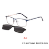 2 In 1 Magnet Clip On Sunglasses Men Metal Square Shades Sun Glasses Optical Myopia Eyeglasses Frame