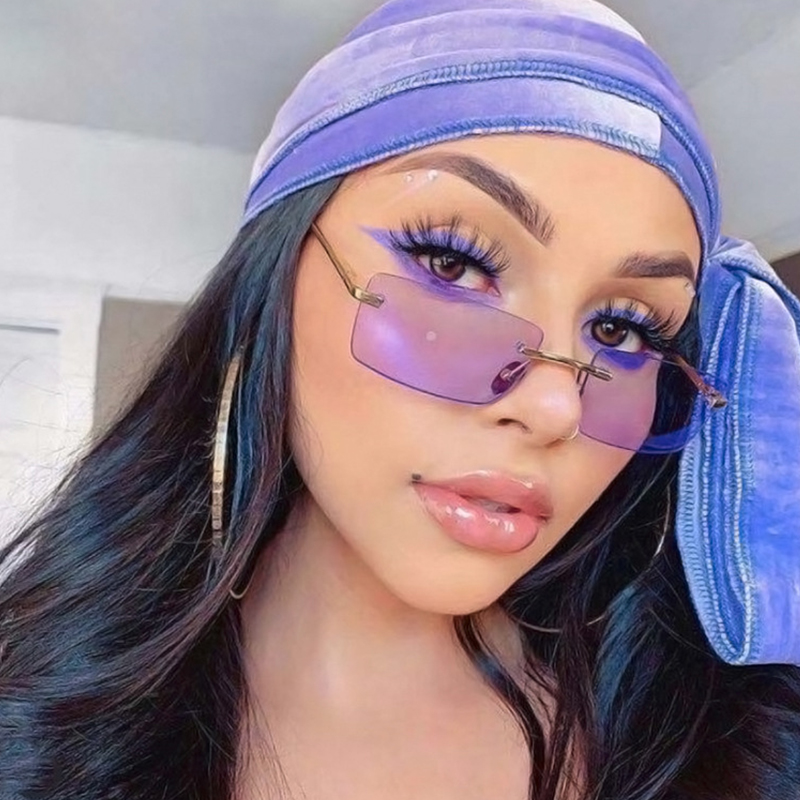 New Spring Leg Fashion Eyeglasses Trend Gasses Rimless Sunglasses Female Square Small Frame