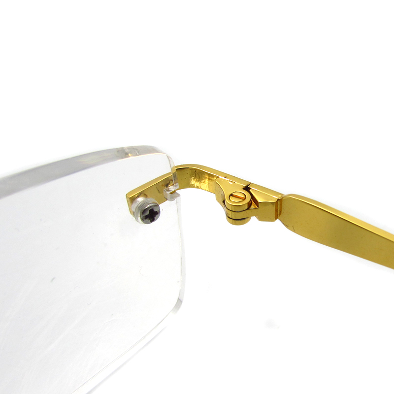 Rimless metal reading glasses for men gold color