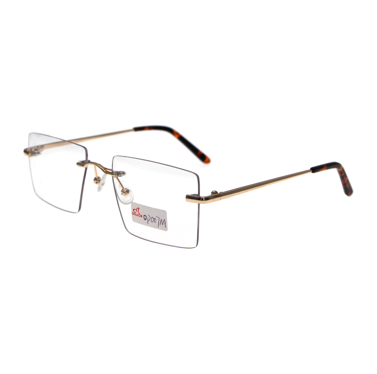 Gold Frames Rectangular Optical Eyeglass Rimless Glasses Frames Men