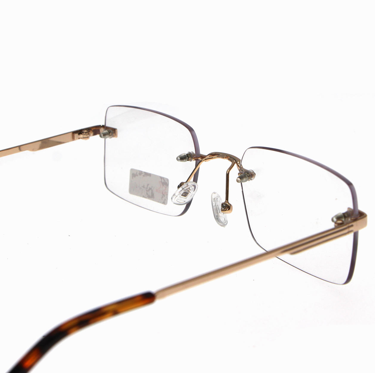 Fashion Beautiful Gold Rectangular Optical Eyeglass Frames Men Rimless Glasses Frames