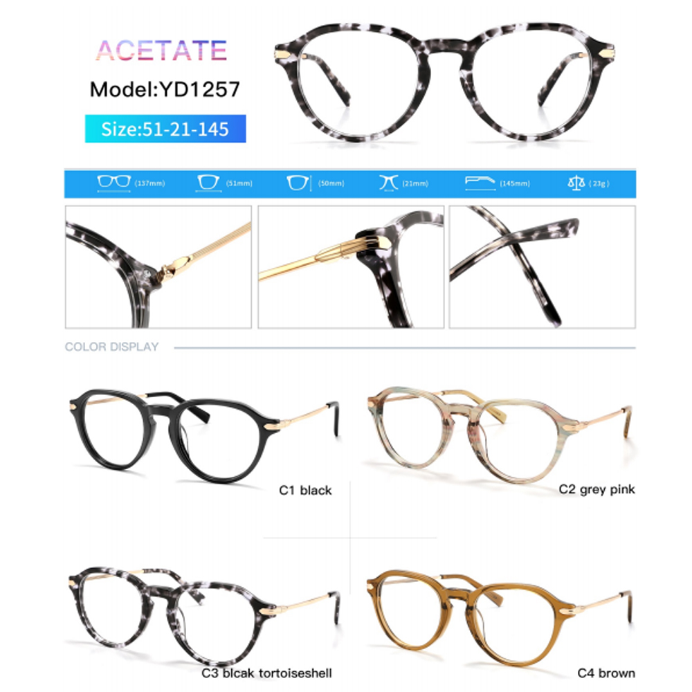 DILICN 2023 New Fashion Acetate Optical Frame Model YD1257 Round frames Beckham's same style