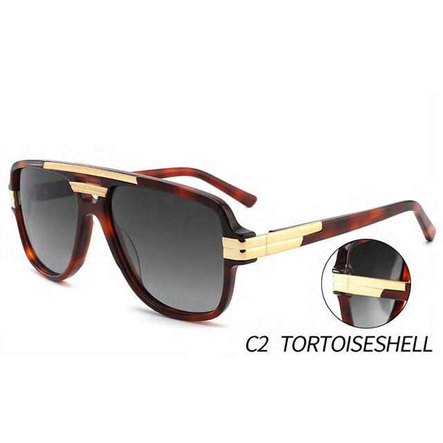 Fashionable black gold retro oversized sunglasses luxury square polarized sunglasses for men and women