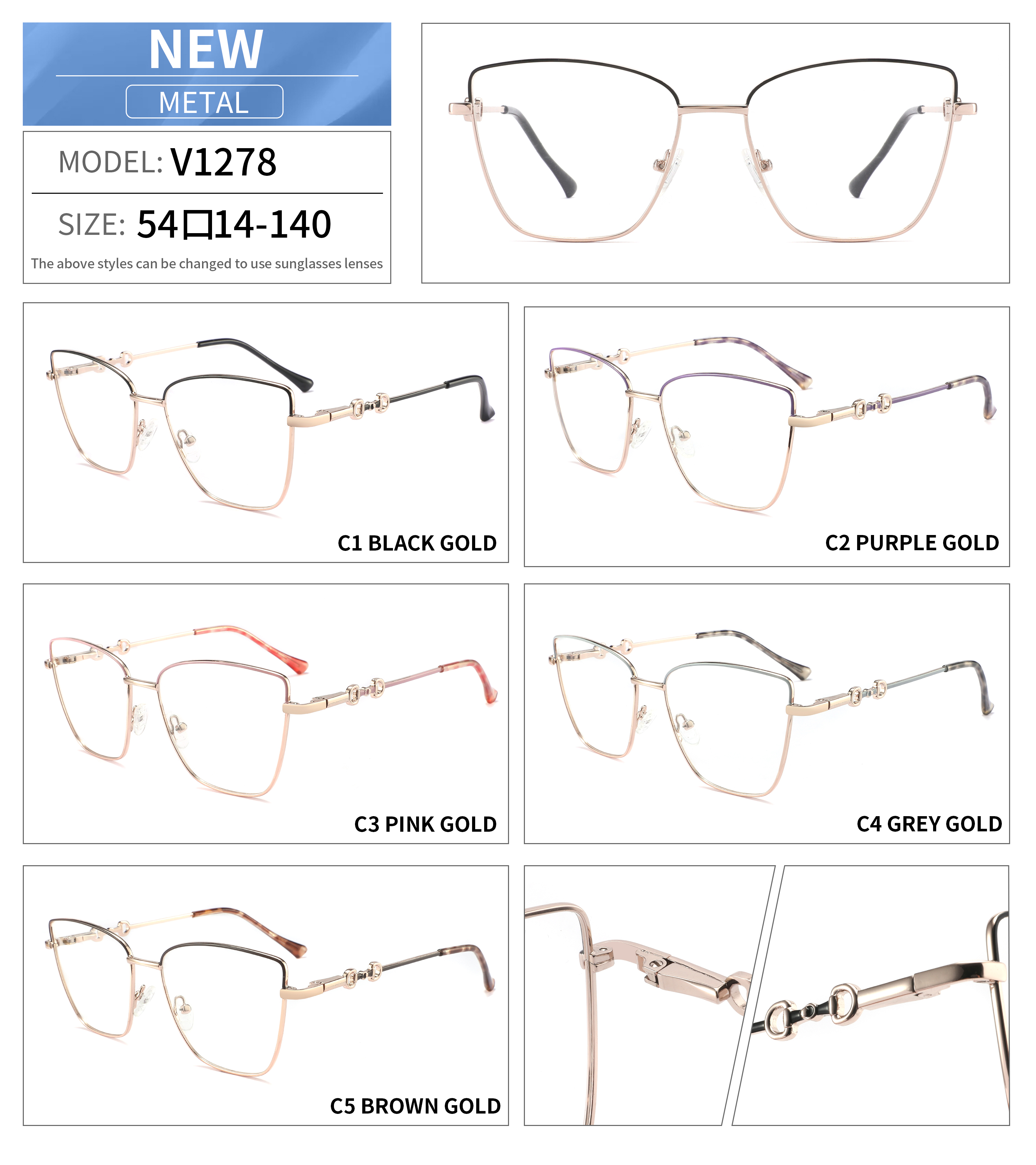 Metal Cat Eye Optical Eyeglasses Frame Women Fashionable eyewear