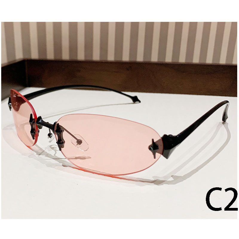 2024 high quality Hot Selling Popular New Men's And Women's Outdoor Sunscreen Fashion Rimless Metal Oval Sunglasses
