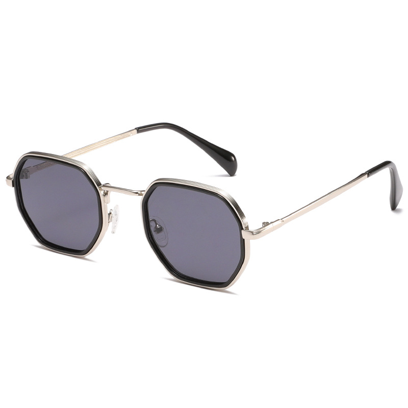 man classic luxury sunglasses high quality metal polygon sunglasses metal vintage frame for women