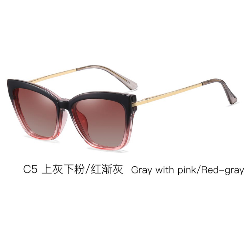 DILICN New Magnetic Clip Glasses, Polarized Lenses, Anti-Blue Light opticalframes Fashion Glasses TR and Metal Materiale 95337 Cat eye frame