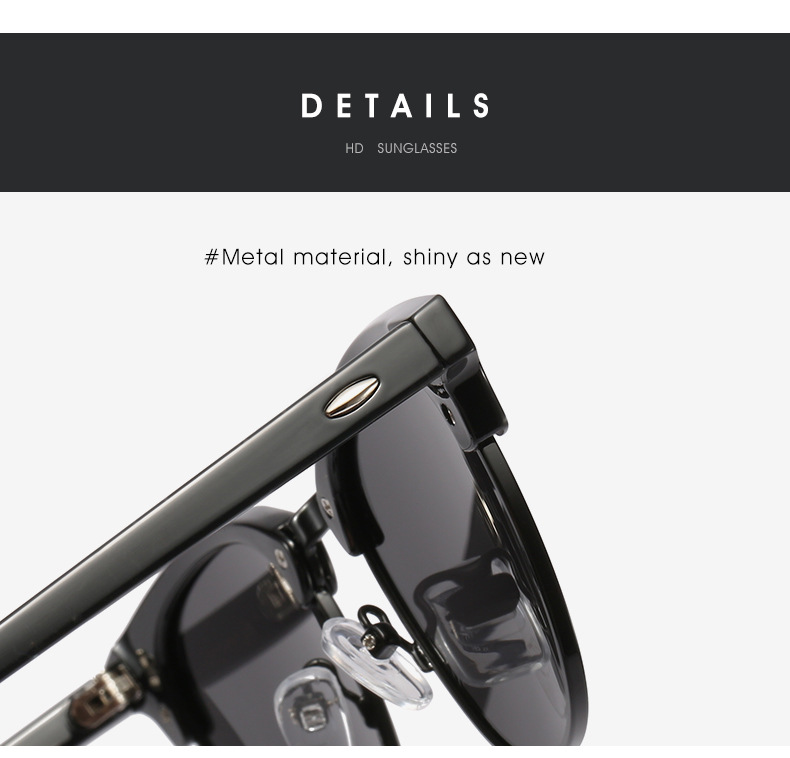 Luxury Men Half Rimless Frames UV400 Polarized Lens Sunglasses