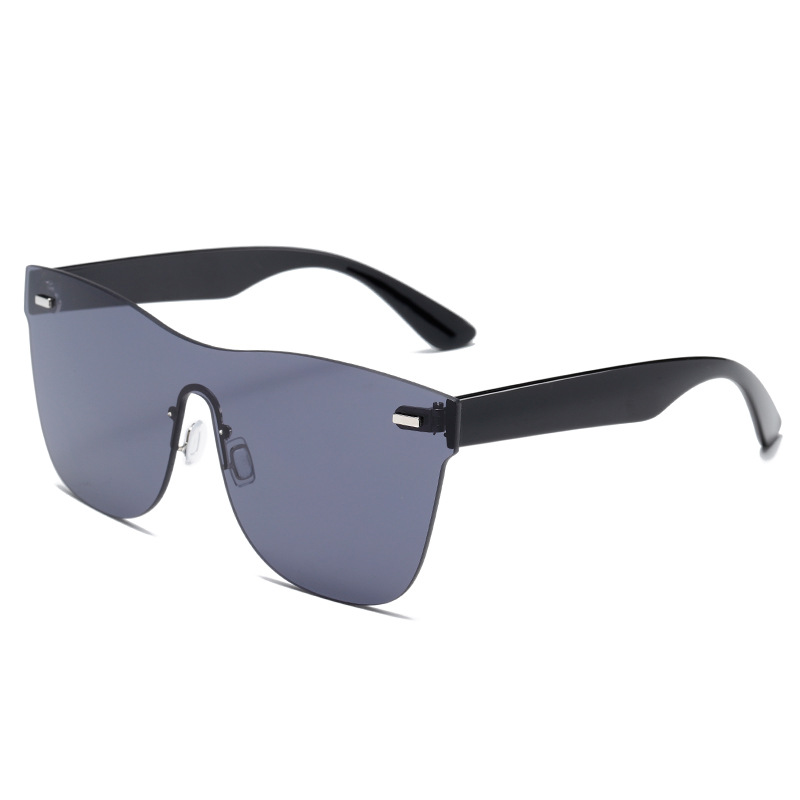 Colorful trendy unique square rimless one piece plastic sunglasses cycling sports men's and women's custom logo sun glasses