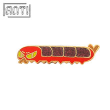 Custom Cartoon Red Cute Angry Bug Car Lapel Pin High Quality Red Glitter Gold Metal Hard Enamel Pins For Clothes Bag Gift
